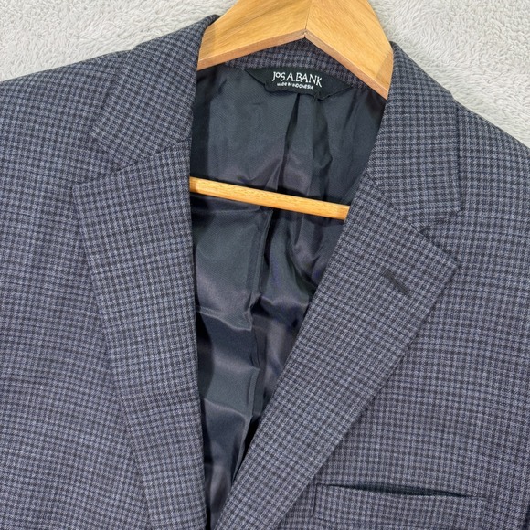 Jos. A. Bank Blazer Jacket Mens 42R Gray Black Houndstooth Wool Traditional Fit - Picture 1 of 12